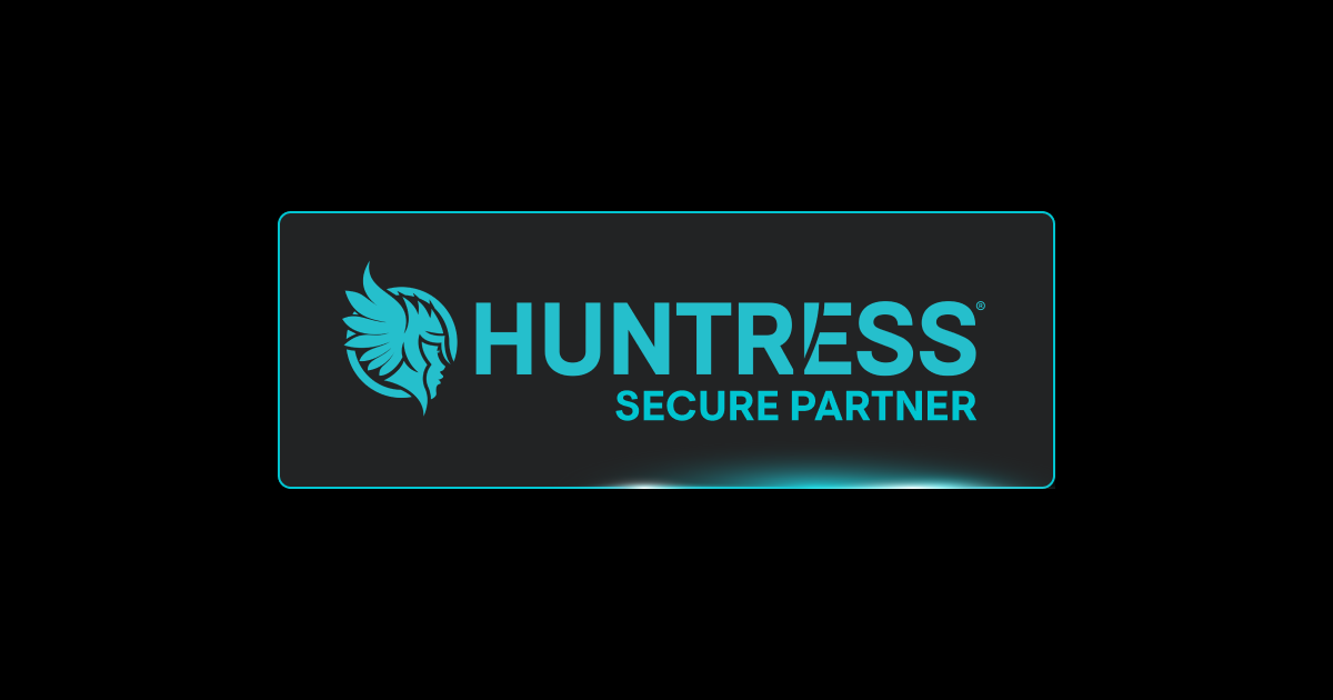 Huntress Authorized Partner badge on a black background