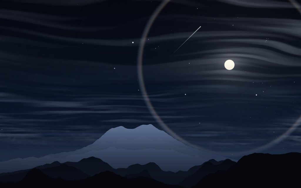 Mt. Rainier from Gobblers Knob, WA · 24 Nov 2026, 7:00 PM PST · Thin high cloud · Leonid meteor shower · Full Beaver Moon · 22° lunar halo · example weather